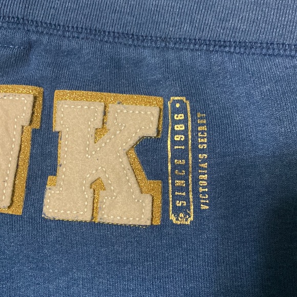 VICTORIA’s SECREt PINK 2007 Blue Sweatpants Gold Cream Patch Logo Back MEDIUM - Picture 11 of 16